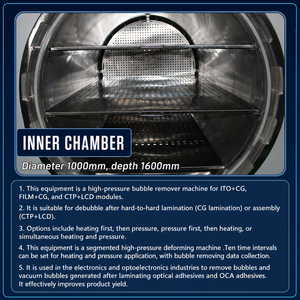 1000 mm Bore × 1600 mm Stainless Steel Bubble Remover Machine