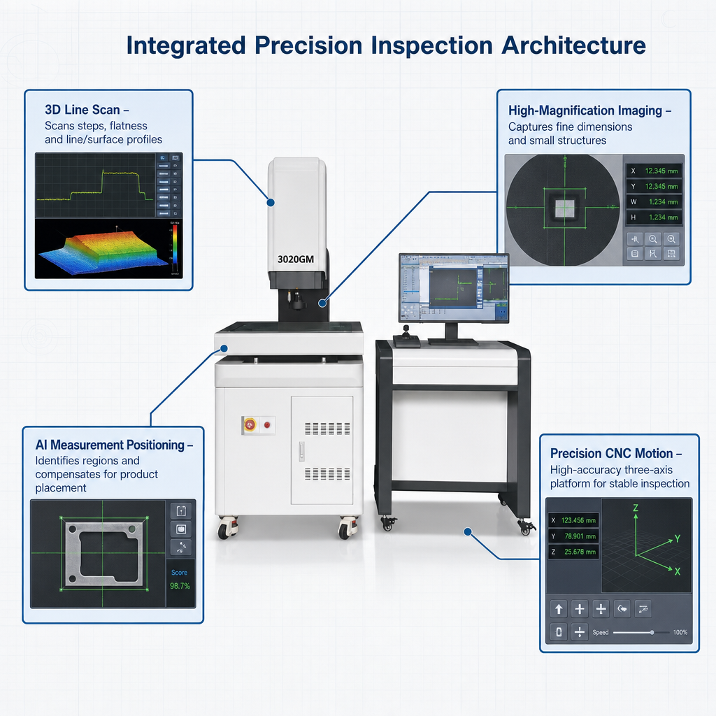 Three-dimensional composite imaging measuring instrument