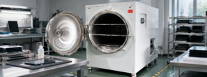 OCA bubble remover machine showing pressure temperature and cycle time controls
