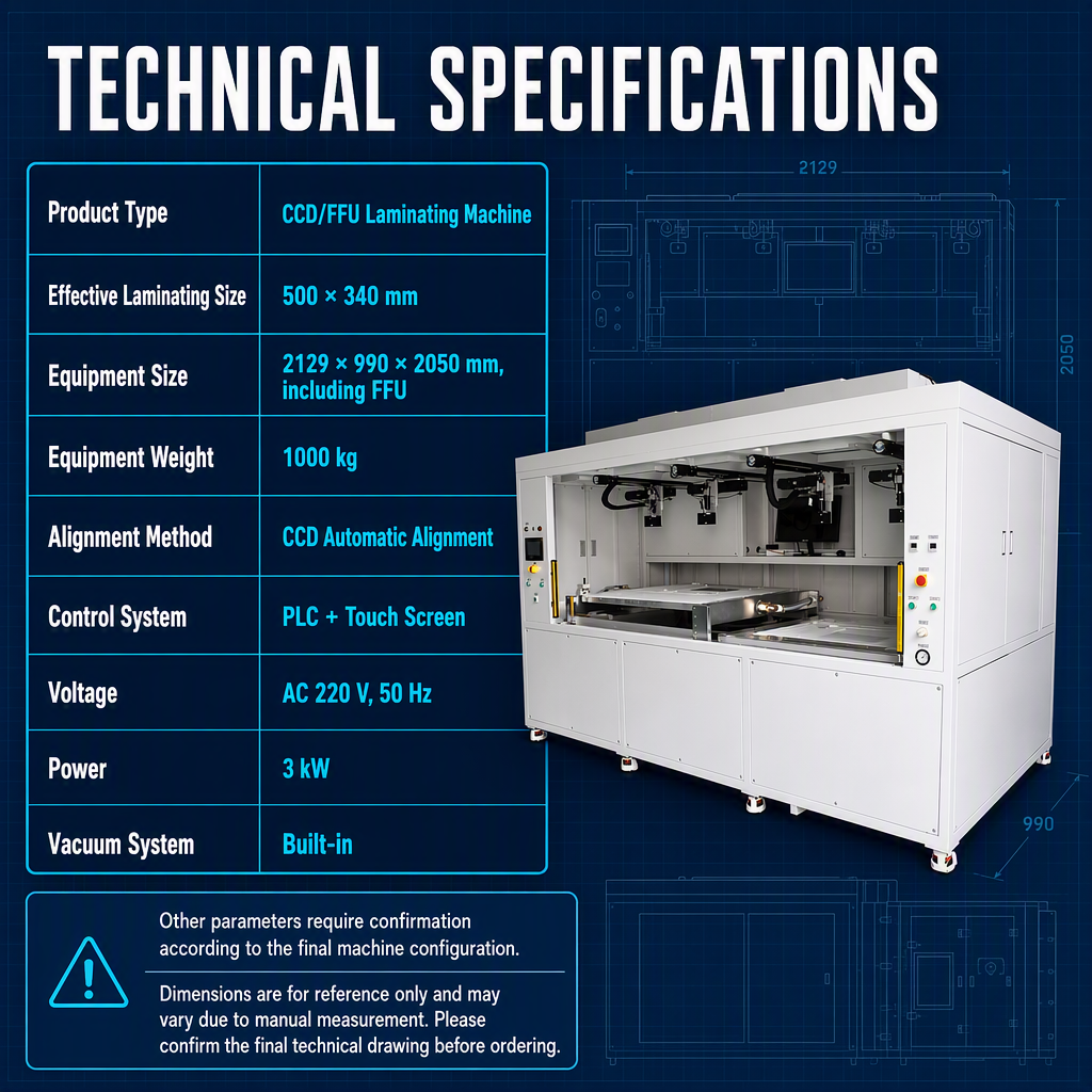 The 500×340 CCD/FFU Vacuum Film Laminating Machine
